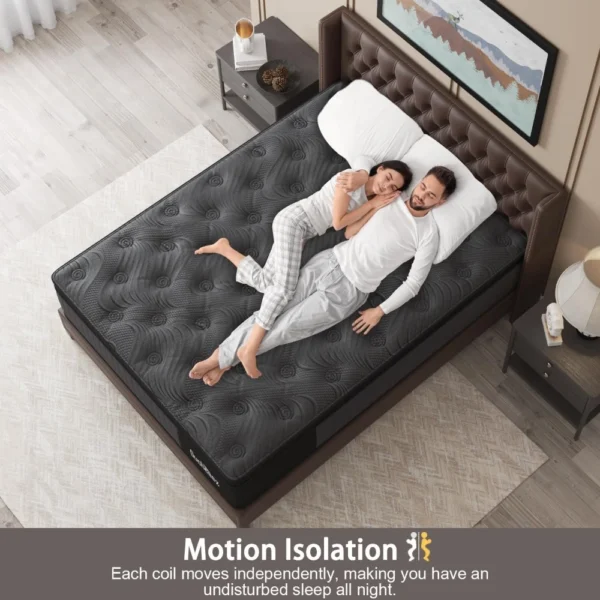 Queen Mattress, 14 Inch Hybrid Mattress with Gel Memory Foam and Individually Pocket Innerspring Euro Top Mattresses Medium Firm - Image 5