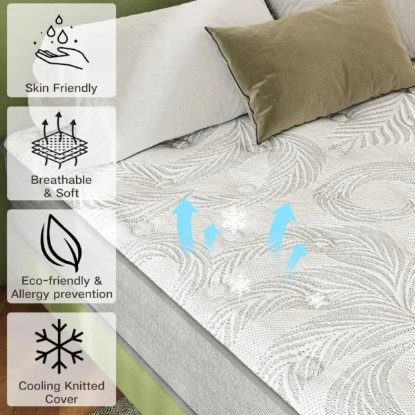 Full Size Mattress 12 Inch , Gel Memory Foam Mattress，Hybrid Full Mattress in A Box Individually Pocket Springs - Image 3